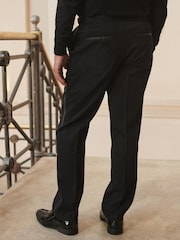 Black Regular Fit Adjustable Tuxedo Trousers With Wool - Image 4 of 8