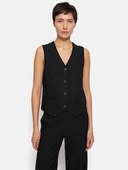 Jigsaw Black Hopsack Tailored Waistcoat - Image 1 of 7