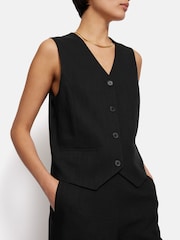 Jigsaw Black Hopsack Tailored Waistcoat - Image 2 of 7