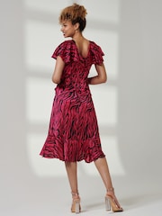 Jolie Moi Red Deep Plunge V-Neck Midi Dress - Image 2 of 6