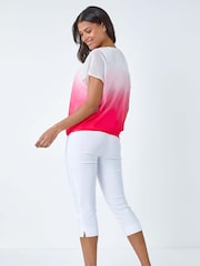 Roman Ombre Chiffon Overlay Blouson Top - Imagem 3 de 5