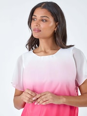 Roman Ombre Chiffon Overlay Blouson Top - Imagem 4 de 5