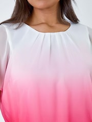 Roman Ombre Chiffon Overlay Blouson Top - Imagem 5 de 5