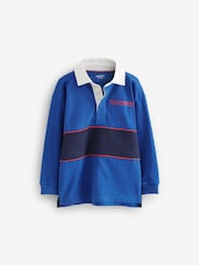 Cobalt Blue Long Sleeve Rugby 100% Cotton Polo Shirt (3-16yrs) - Image 1 of 1