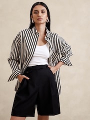 Banana Republic Black/White Stripe The Oversized Shirt - Image 1 of 1