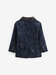 Navy Blue Floral Velvet 100% Cotton Blazer (3mths-9yrs) - Image 7 of 9
