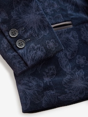 Navy Blue Floral Velvet 100% Cotton Blazer (3mths-9yrs) - Image 8 of 9