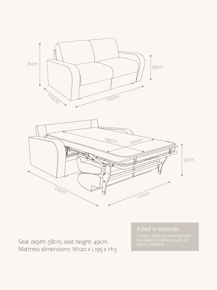 Jay-Be Brushed Twill Smoke Grey Brushed Deco 2 Seater Sofa Bed - Image 6 of 6 Jay-Be Brushed Twill Smoke Grey Brushed Deco 2 Seater Sofa Bed - Image 6 of 6