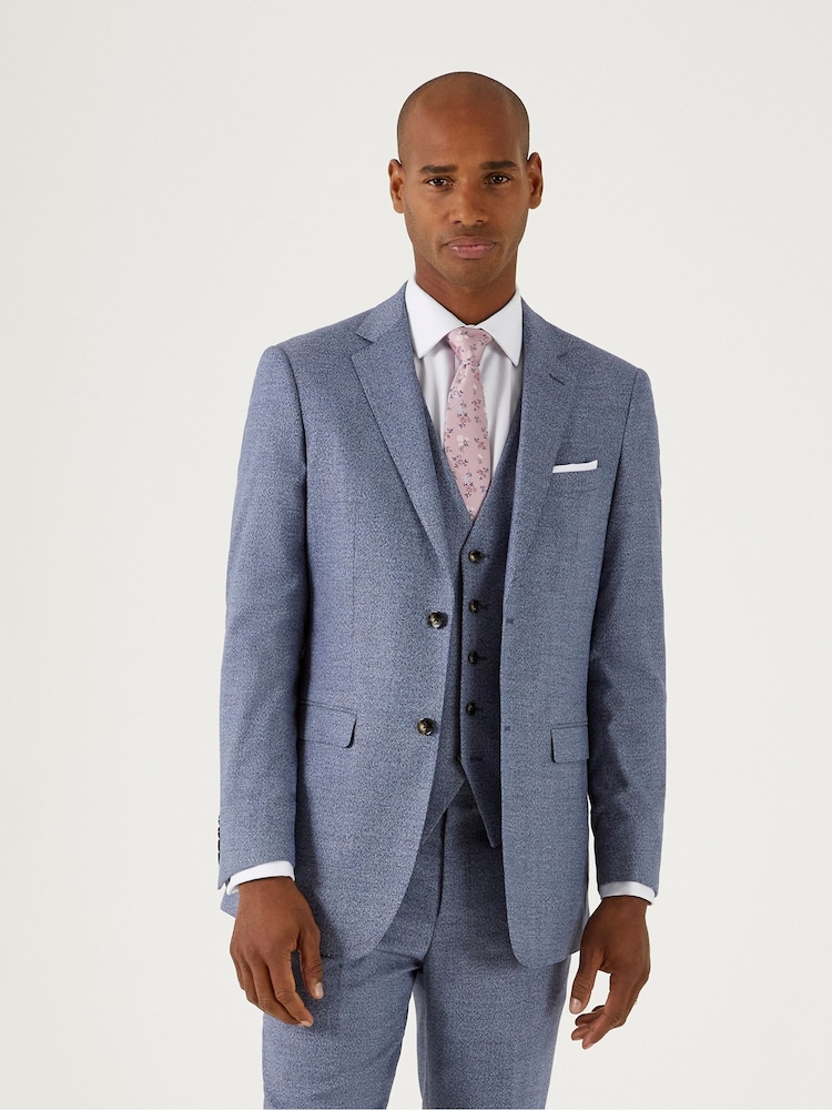 Blauw - Skopes - Jodrell - Gemêleerd tweed modieus gesneden kostuum: colbert - Image 1 of 5