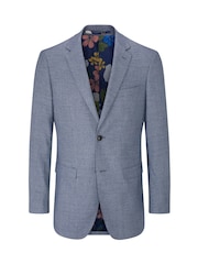 Blauw - Skopes - Jodrell - Gemêleerd tweed modieus gesneden kostuum: colbert - Image 4 of 5