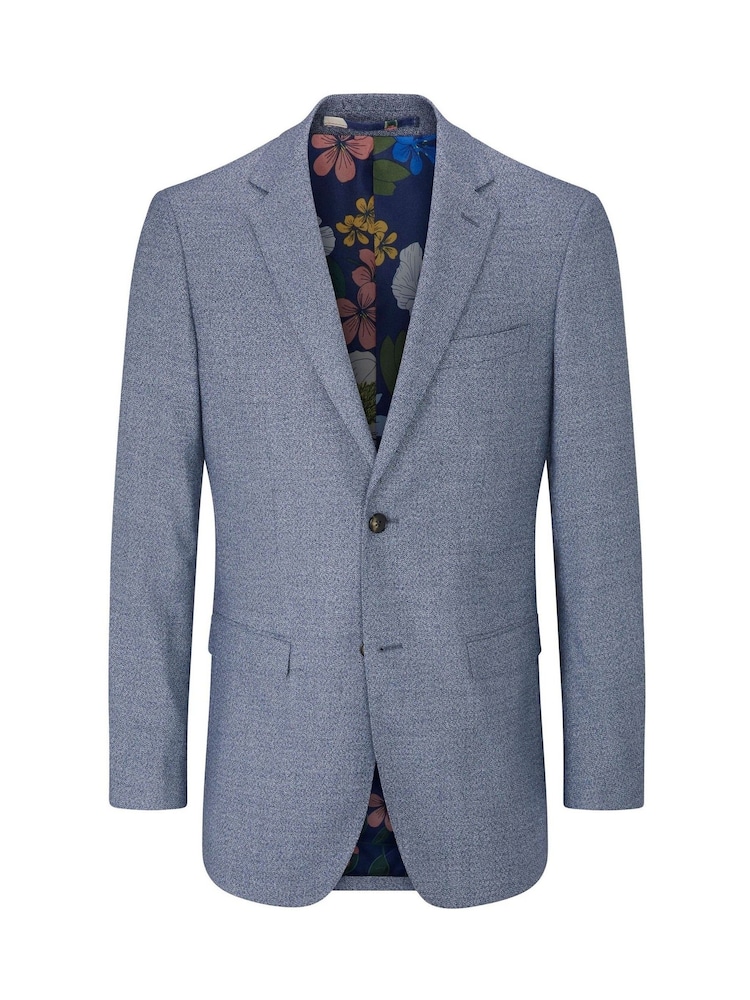 Blauw - Skopes - Jodrell - Gemêleerd tweed modieus gesneden kostuum: colbert - Image 4 of 5