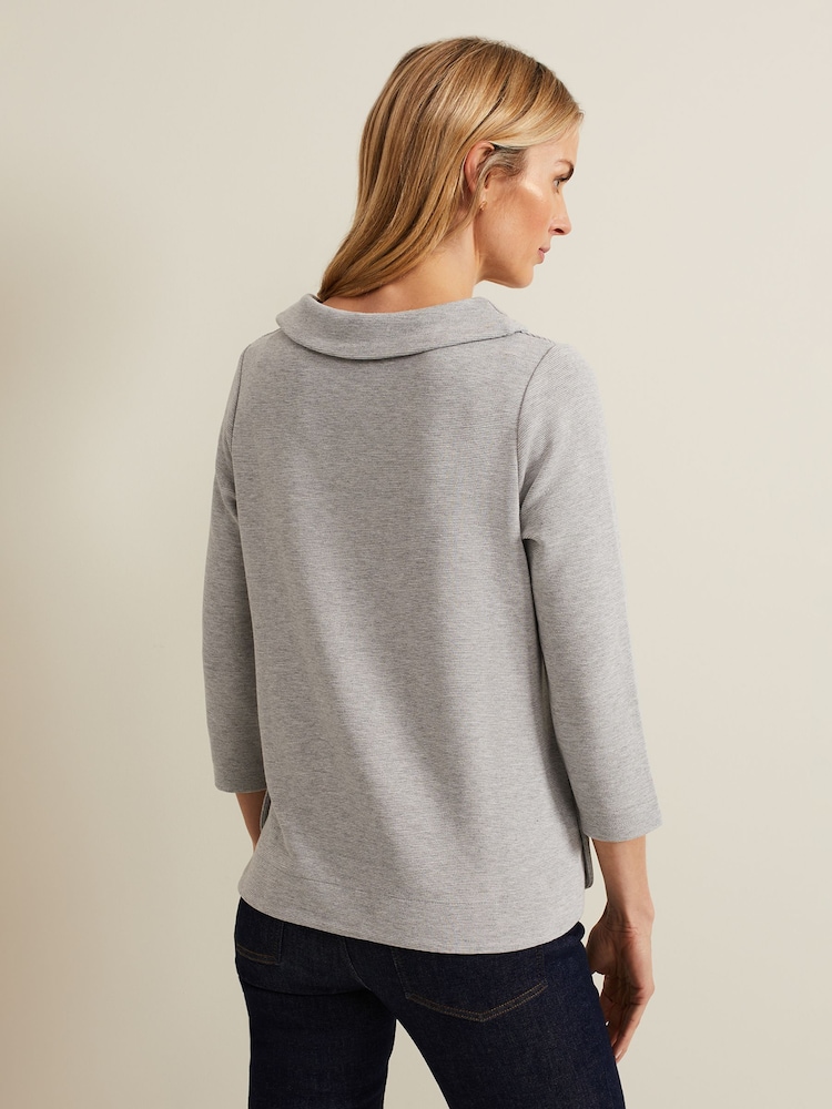 Phase Eight Grey Remy Textured Cowl Neck Top - Image 2 of 6