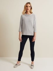 Phase Eight Grey Remy Textured Cowl Neck Top - Image 3 of 6