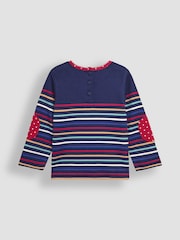 JoJo Maman Bébé Navy Blue Bird Cotton Long Sleeve Pocket Breton Top - Image 2 of 3