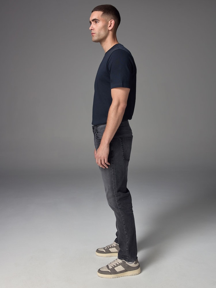 Grey Washed Slim Fit Essential Stretch Jeans - Image 3 of 12