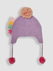 JoJo Maman Bébé Lilac Unicorn Pom Pom Hat - Image 2 of 3