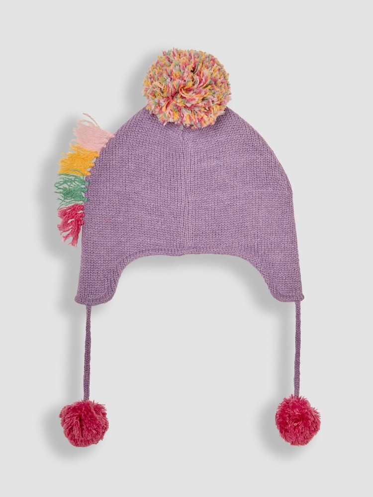 JoJo Maman Bébé Lilac Unicorn Pom Pom Hat - Image 2 of 3