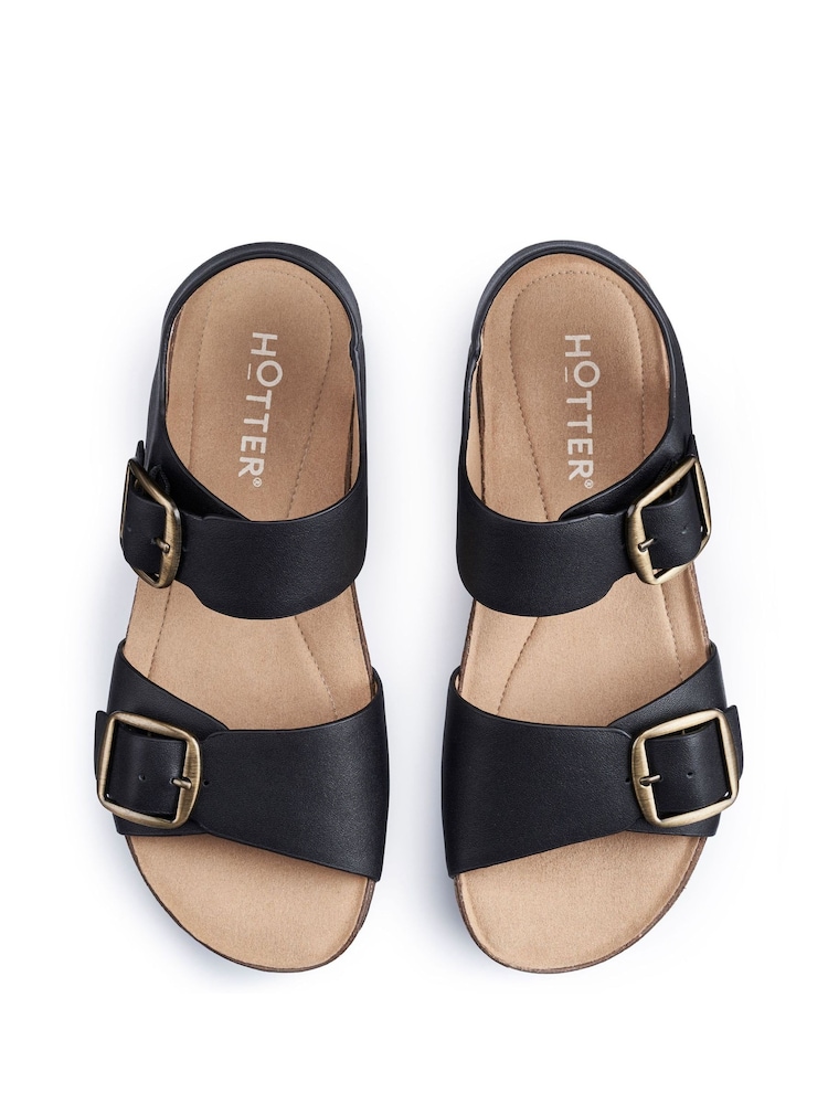 Hotter Black Wide Fit Tourist II Buckle Sandals - Image 3 of 4