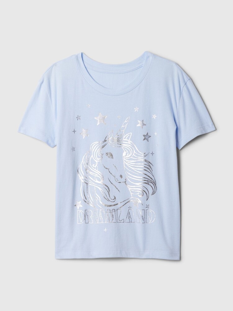 Gap Blue Unicorn Graphic Short Sleeve Crew Neck T-Shirt (4-13yrs) - Image 4 of 4