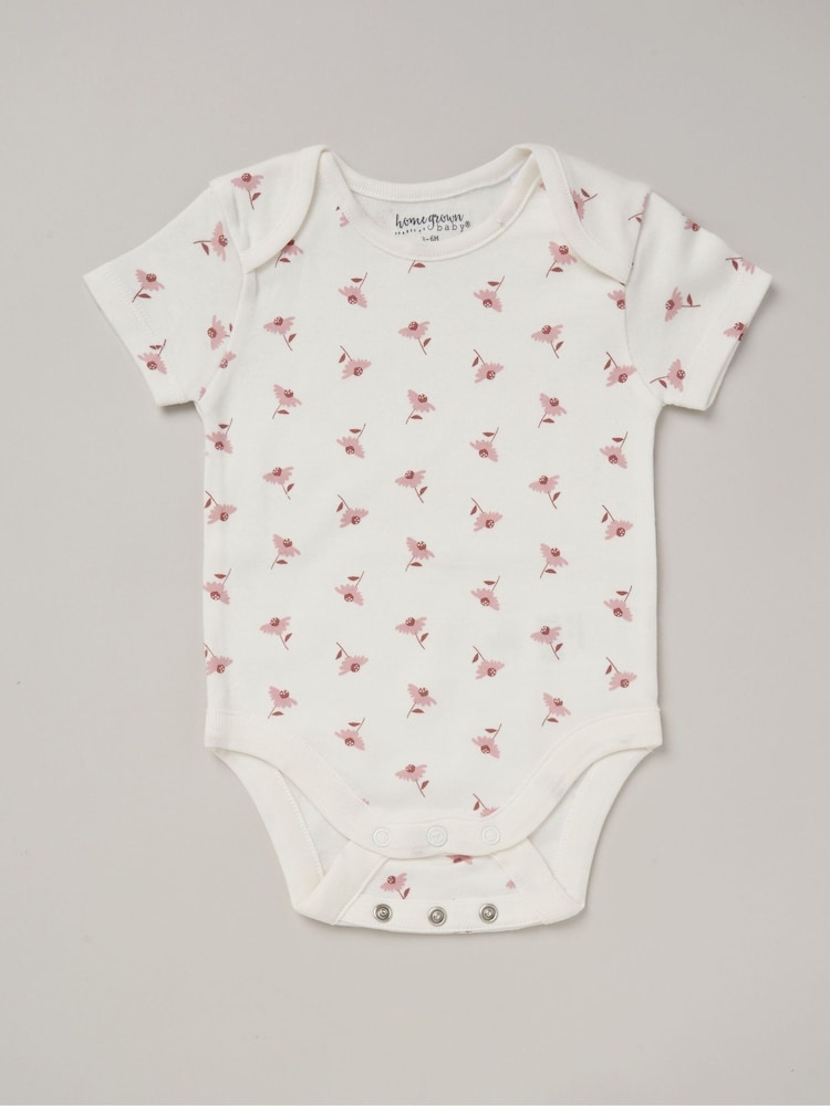 Homegrown Pink Printed Bodysuit Set 3 Pack - Image 2 of 5 Homegrown Pink Printed Bodysuit Set 3 Pack - Image 2 of 5