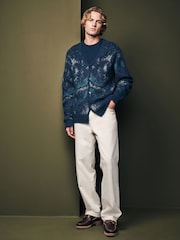 Navy Blue Textured Cardigan with Wool - Image 2 of 7
