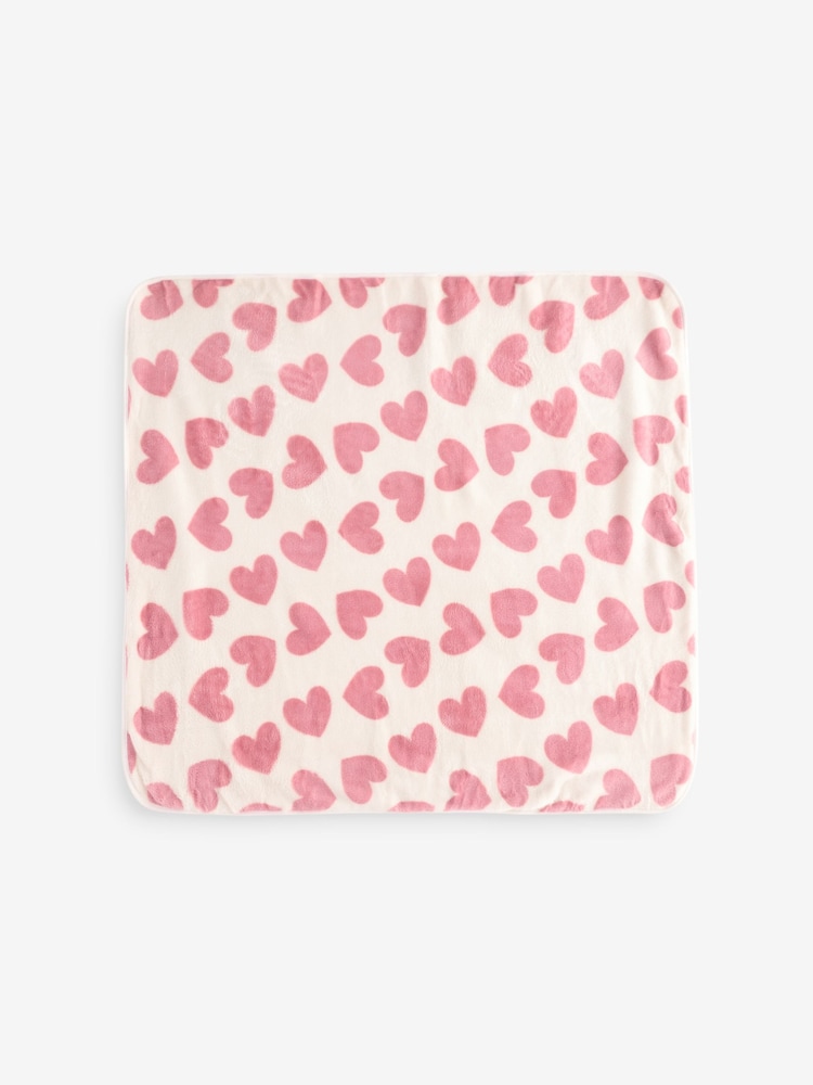 Pink Heart Fleece Baby Blanket - Image 1 of 4