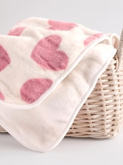 Pink Heart Fleece Baby Blanket - Image 2 of 4