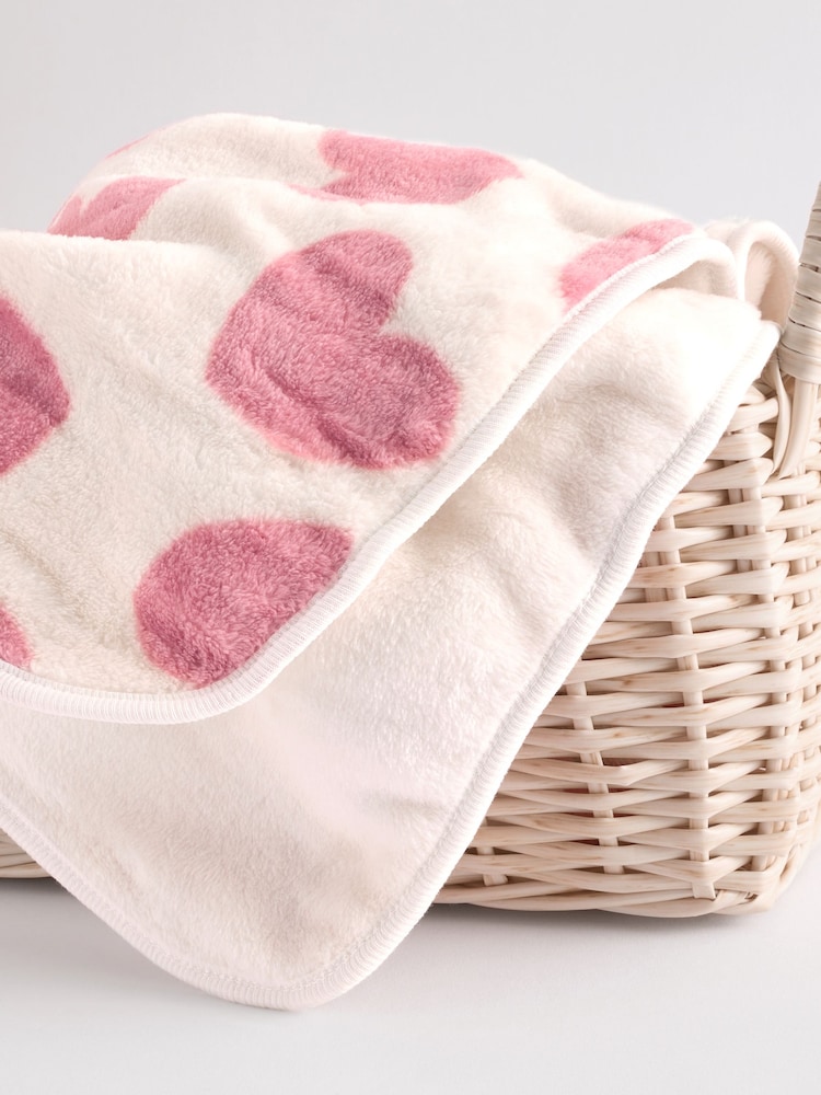 Pink Heart Fleece Baby Blanket - Image 2 of 4