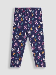 JoJo Maman Bébé Navy Blue Bird Floral 2-Pack Autumn Ditsy Floral Leggings - Image 4 of 9