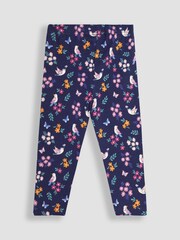 JoJo Maman Bébé Navy Blue Bird Floral 2-Pack Autumn Ditsy Floral Leggings - Image 5 of 9
