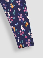 JoJo Maman Bébé Navy Blue Bird Floral 2-Pack Autumn Ditsy Floral Leggings - Image 7 of 9