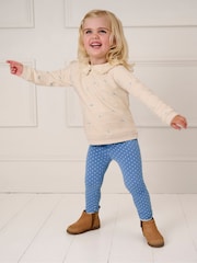 JoJo Maman Bébé Navy Blue Bird Floral 2-Pack Autumn Ditsy Floral Leggings - Image 8 of 9