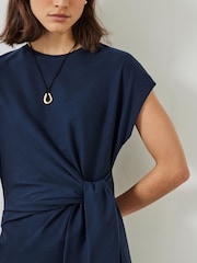 Hush Blue 100% Cotton Midnight Navy Trinny Jersey Midi Dress - Image 1 of 3