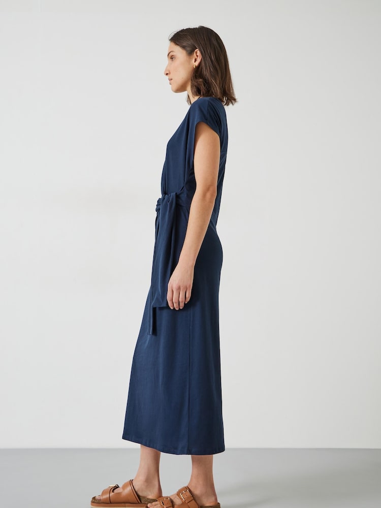 Hush Blue 100% Cotton Midnight Navy Trinny Jersey Midi Dress - Image 2 of 3