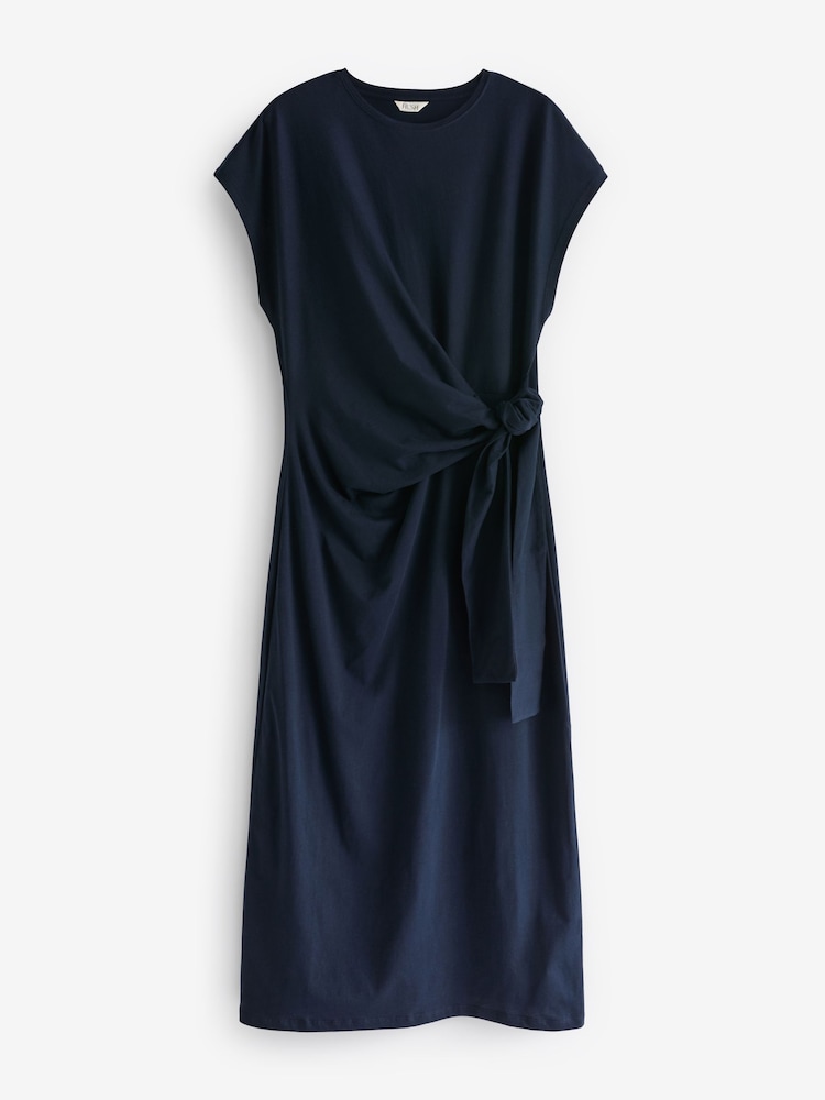 Hush Blue 100% Cotton Midnight Navy Trinny Jersey Midi Dress - Image 3 of 3