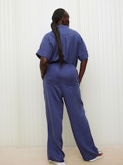 Oliver Bonas Blue Short Sleeve Utility Jumpsuit - Image 2 of 8