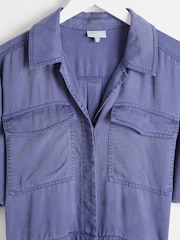 Oliver Bonas Blue Short Sleeve Utility Jumpsuit - Image 4 of 8