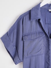Oliver Bonas Blue Short Sleeve Utility Jumpsuit - Image 5 of 8