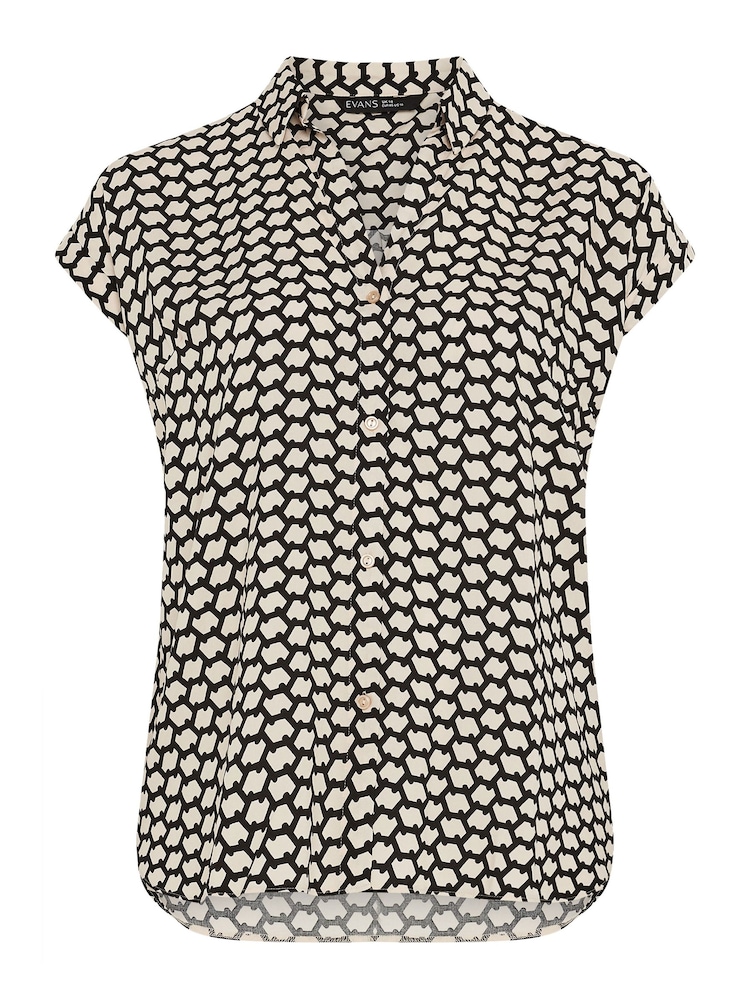 Evans Curve Geometric Print White Blouse - Image 5 of 5