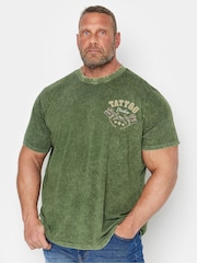BadRhino Big & Tall Green 100% Cotton Acid Wash Printed T-Shirt - Image 1 of 4