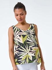 Roman Green Tropical Leaf Print Cami Top - Image 4 of 5