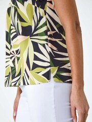 Roman Green Tropical Leaf Print Cami Top - Image 5 of 5