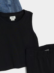 River Island Blue Girls Denim 100% Cotton Crop Boxy Shirt and Flare Set 3 Piece - Image 4 of 4