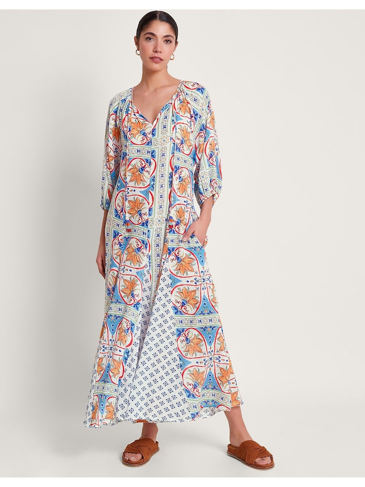 Monsoon Multi 100% Cotton Riviera Godet Dress - Image 2 of 6