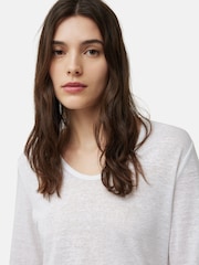 Jigsaw White Jigsaw Linen Eden Long Sleeve T-Shirt - Image 2 of 6