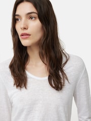Jigsaw White Jigsaw Linen Eden Long Sleeve T-Shirt - Image 4 of 6
