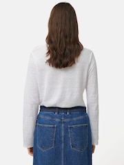 Jigsaw White Jigsaw Linen Eden Long Sleeve T-Shirt - Image 5 of 6