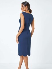 Roman Blue Scallop Edge Plain Shift Dress - Image 3 of 5