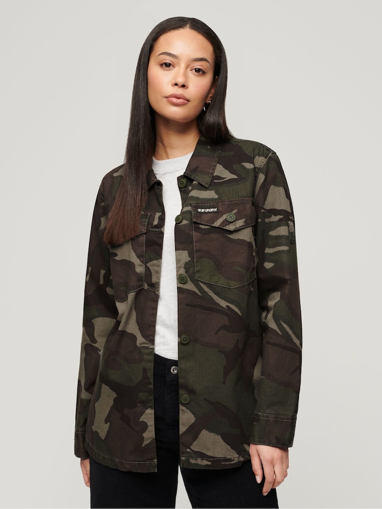 SUPERDRY Green 100% Cotton Military Overshirt - Image 1 of 6 SUPERDRY Green 100% Cotton Military Overshirt - Image 1 of 6
