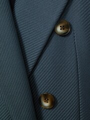 Reiss Blue Fran Tailored Wool Blend Double Breasted Twill Blazer - Image 6 of 6